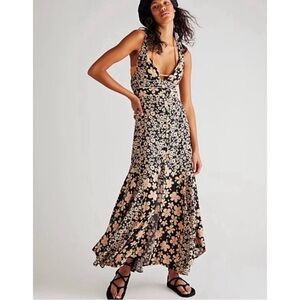 Free People dewberry floral halter prairie maxi dress small